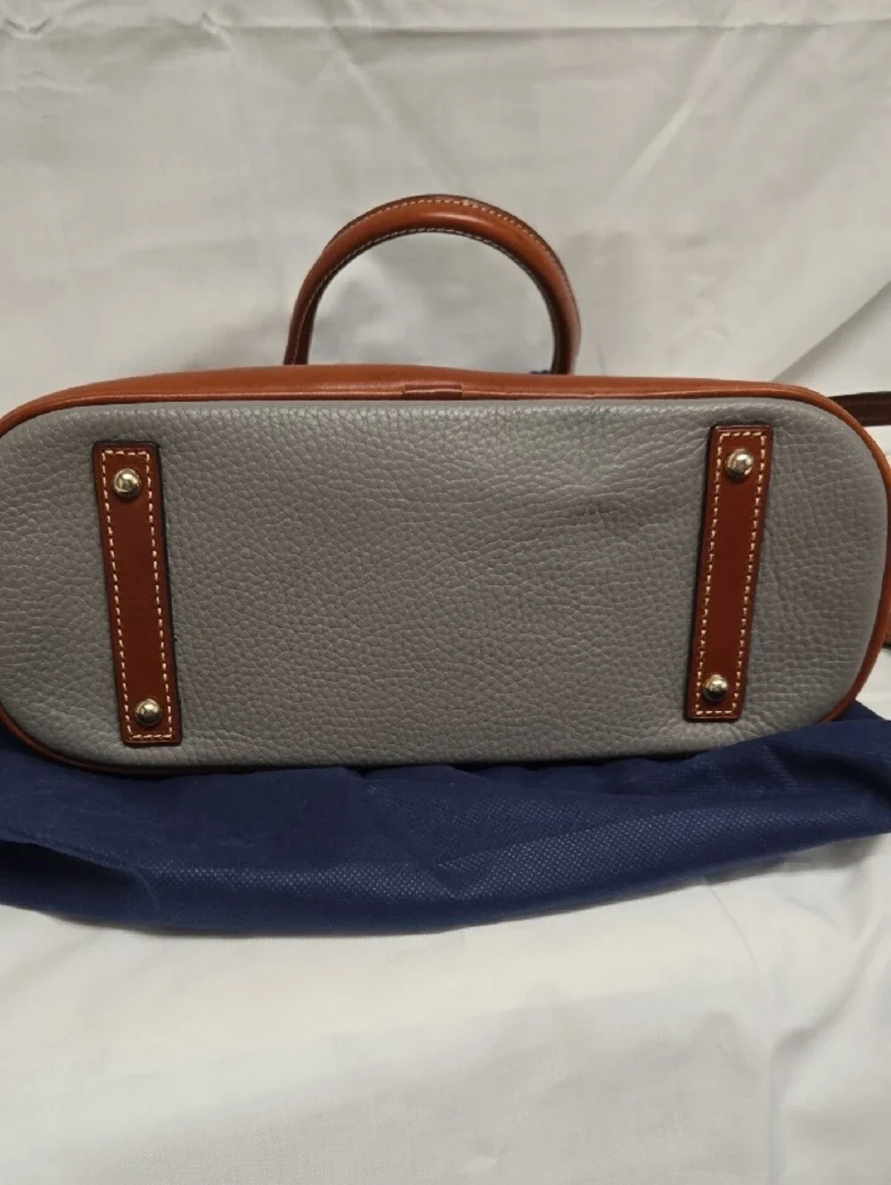 Dooney & Bourke Gray and Tan Leather Dome Satchel